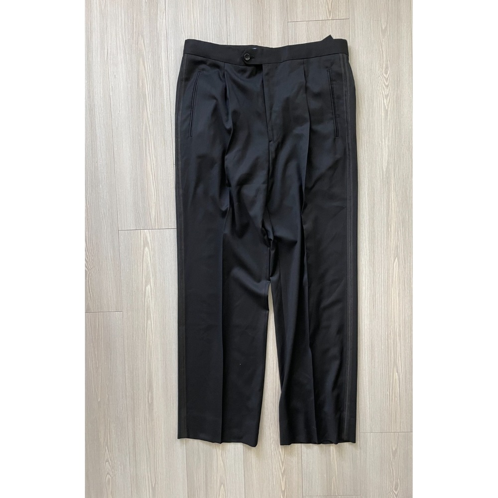 Armani Collezioni Men's Black Formal Pleated Dress Pants 38x32 Italy Event